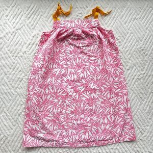 Hanna Andersson Girls Size 130 7/8 Pink Floral Sundress Tie Strap Cotton Dress